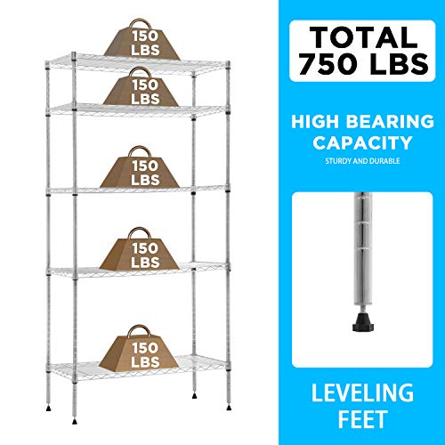 5 Tier Wire Shelf with Wheels
