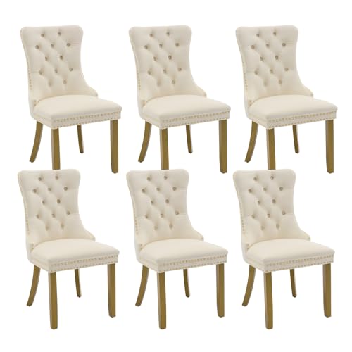 Cream Velvet Dining Chairs Set of 6 (6 Count)