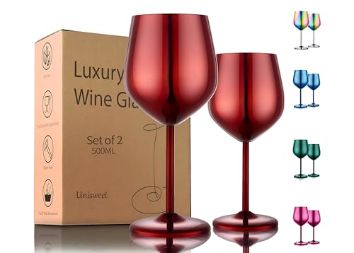 Unbreakable Stainless Steel Wine Glasses Set of 2 (2 Count)