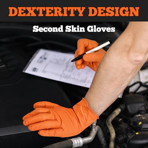 Heavy Duty Orange Nitrile Gloves (100 Count)