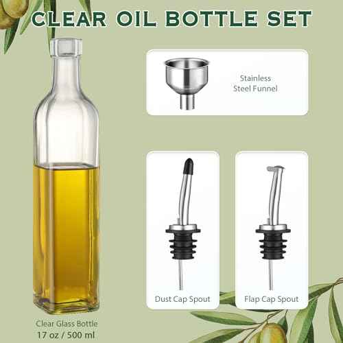 17oz Clear Glass Olive Oil Dispenser Bottle