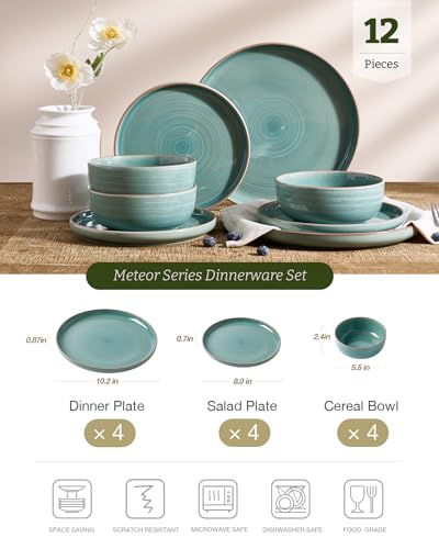 Meteor 12 Piece Stoneware Dinnerware Set (4 Count)