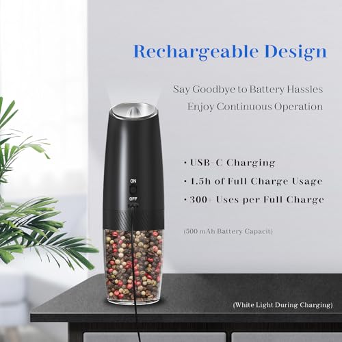 Rechargeable Salt Pepper Grinder Set (2 Count)
