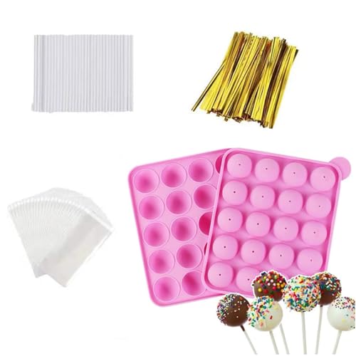 20 Cavity Silicone Cake Pop Mold Set With Lollipop Sticks