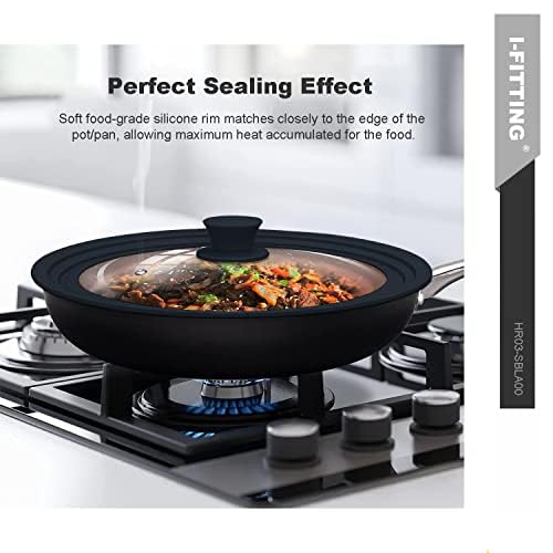 Vented Tempered Glass Universal Cookware Lid Black1Pack