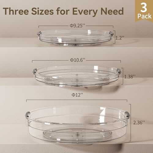 3 Pack Lazy Susan Organizer Turntable for Cabinet (3 Count)