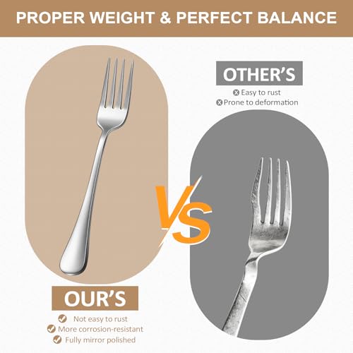 Silverware Set 20 Piece Stainless Steel Flatware Set Silverware Utensils for 4 People Includes Forks Knives Spoons & Salad Forks Dishwasher Safe Durable Tableware for Home Restaurant or Outdoor Use (20 Count)
