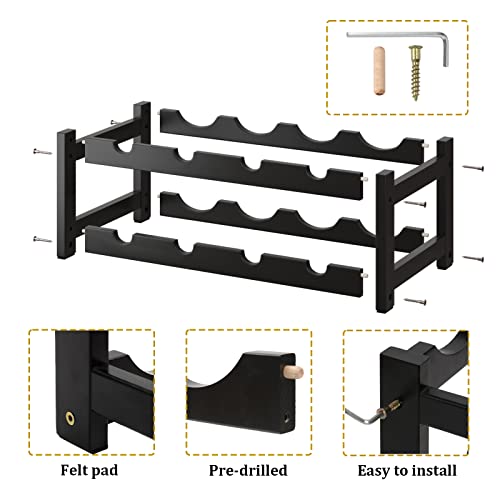 Wine Rack Freestanding 8 Bottle 2 Tier Bamboo Wine Racks Countertop Cabinet Wine Holder Wine Storage Shelf for Kitchen