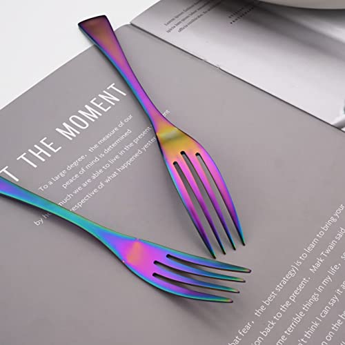 Luxury 18 10 Stainless Steel Matte Rainbow Colorful Cutlery Flatware Set