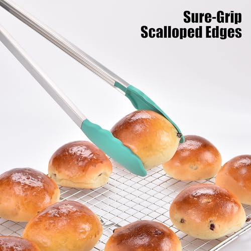 Kitchen Tongs with Silicone Tips for Cooking Serving