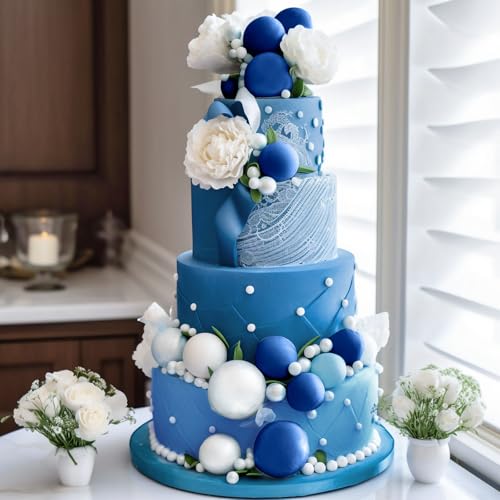 48 Pcs Balls Cake Topper Decorations Balloon Cupcake Toppers Foam Cake Topper Balls Cake Balls Decorations for Birthday Party Wedding Anniversary Cake Decorating (48 Count)