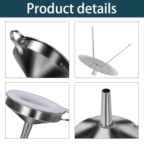 5 Pack Funnels for Filling Bottles Stainless Steel