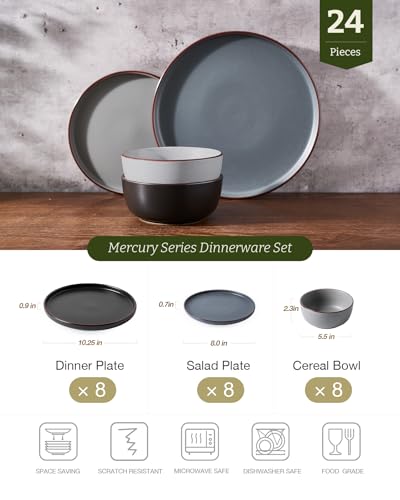Mercury 24 Piece Stoneware Dinnerware Set