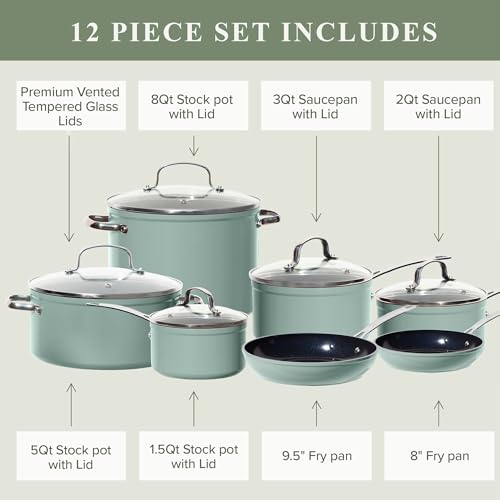 Healthy Duralon Blue Ceramic Nonstick Cookware Set