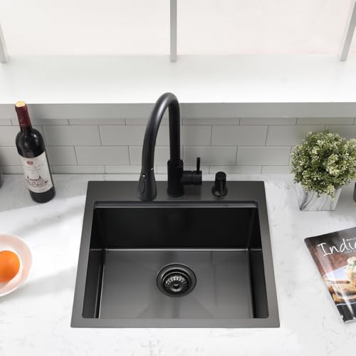 20 inch Black Drop in Bar Sink