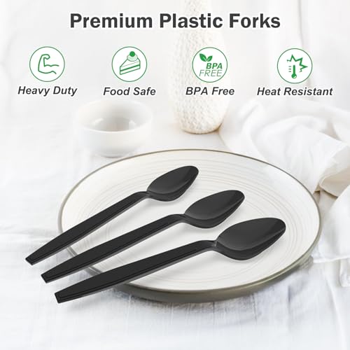 360 Count Black Plastic Spoons Disposable