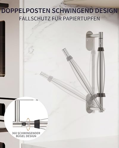 Paper Towel Holder Under Cabinet with Damping Single Hand Operable