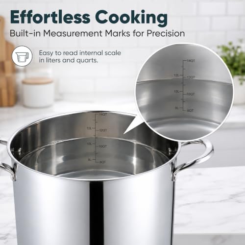 14 Quart Stainless Steel Stock Pot with Lid