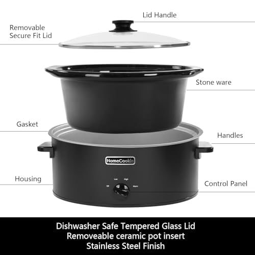 8 Quart Slow Cooker Oval Manual Pot Food Warmer with 3 Cooking Settings