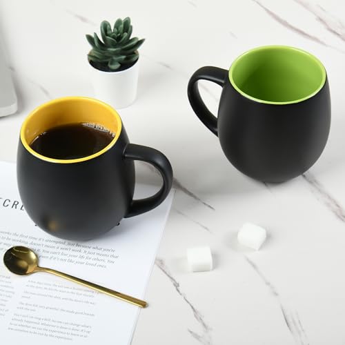 20oz ceramic Coffee Mug Sets Matte Black Porcelain Mug Multiple colors Cups for Coffee (6 Count)