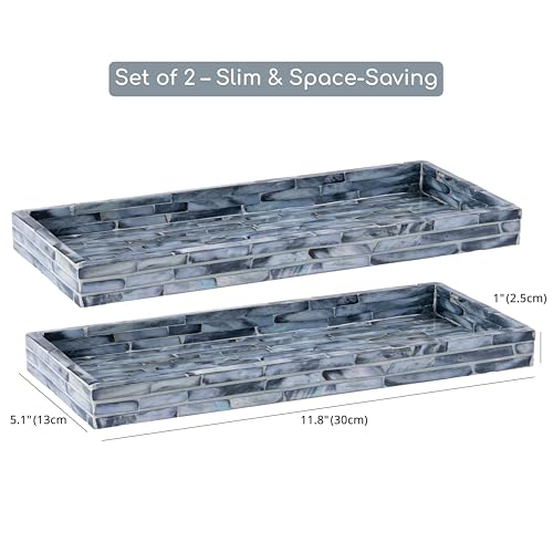 Blue Mother of Pearl Tray Set of 2 (2 Count)