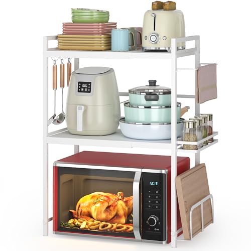 Expandable Microwave Stand Kitchen Countertop Organizer With Storage