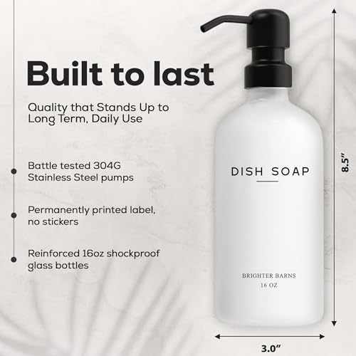 White Glass Hand and Dish Soap Dispenser Set by Brighter Barns (2 Count)
