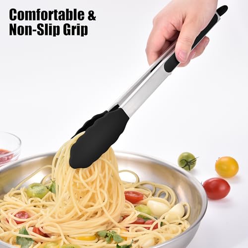 Kitchen Tongs with Silicone Tips for Cooking Serving