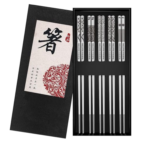 Metal Chopsticks Reusable 5 Pairs (5 Count)