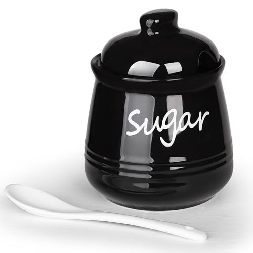 12oz Ceramic Sugar Bowl with Lid and Spoon