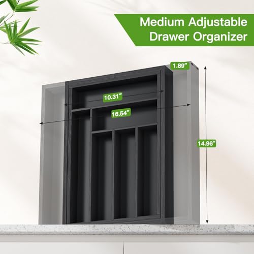 Bamboo Expandable Silverware Drawer Organizer