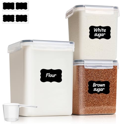 Airtight Flour and Sugar Container 2.6Qt & 5.5Qt 3Pack (3 Count)