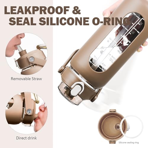 56oz Glass Water Bottles with Straw
