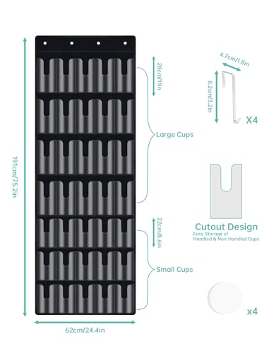 35 Pocket Door Hanging Cup Organizer Fit for Stanley Tumbler 30 40oz (35 Compartments)