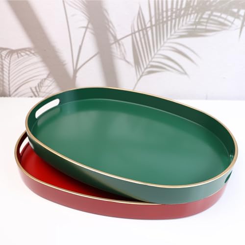 Dark Green Plastic Serving Tray for Ottoman