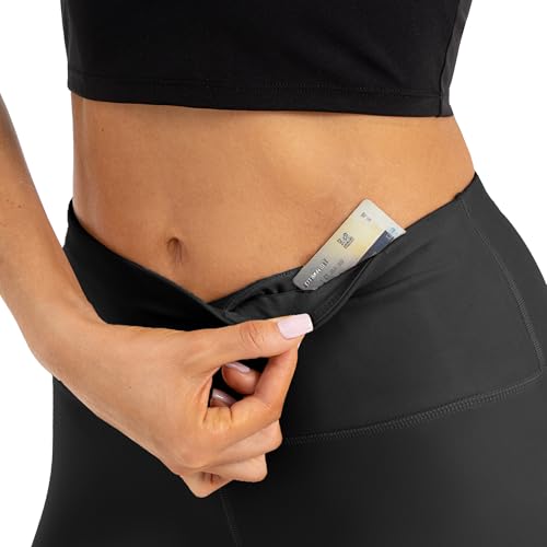 High Waist Butt Lifting Leggings for Women Buttery Soft Breathable Yoga Pants with Hidden Pocket Tummy Control Gym Black