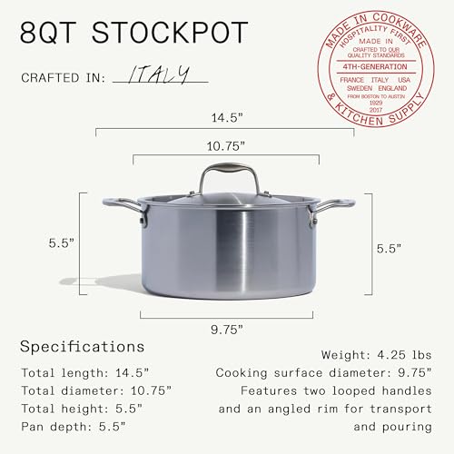 Cookware 8 Quart Stainless Steel Stock Pot With Lid