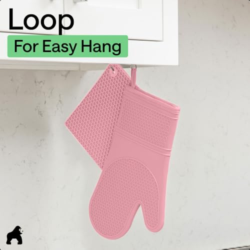 BPA Free Silicone Oven Mitts and Pot Holders Set (4 Count)