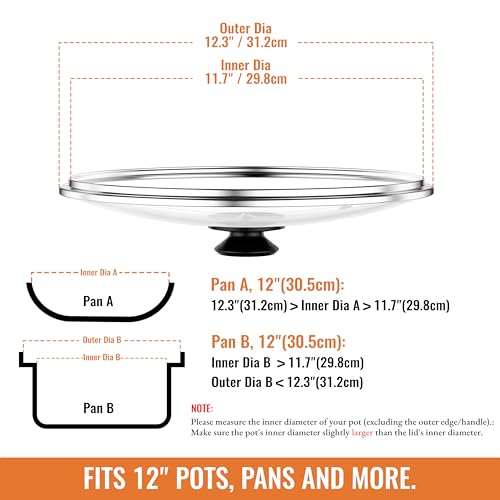 12 Inch Pan Lid For Pots Pans and Skillets