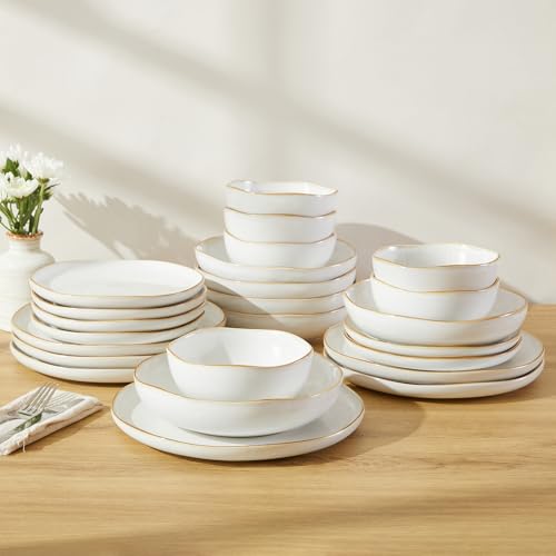 24 Pieces Dinnerware Set for 6 with Pasta Bowls