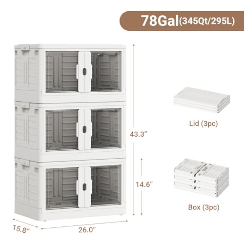 345Qt Stackable Storage Bins with Individual Lids & Wheels (3 Count)