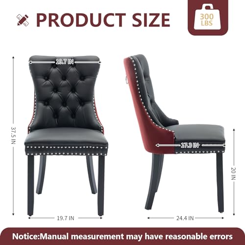 Red Velvet and Black PU Upholstered Dining Chairs Set of 2 (2 Count)