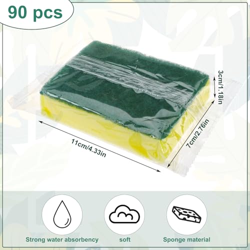 90Pack Individually Wrapped Sponges Uncompressed Kitchenware (19.2 Ounce)