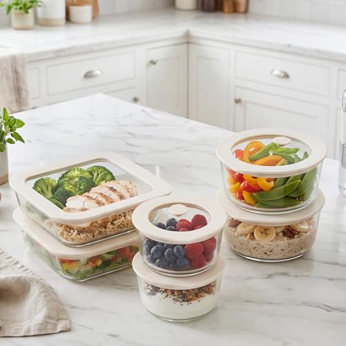 Glass Food Container Set with Glass Lid (3 Count)