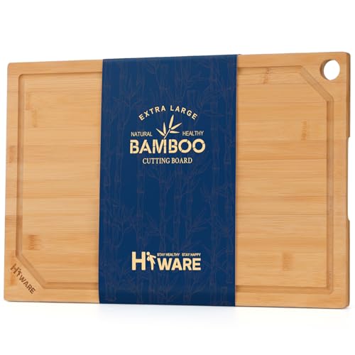 Extra Large 18" x 12" Bamboo Cutting Board for Kitchen
