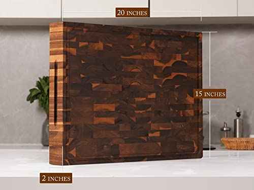 X Large Walnut Wood End Grain Cutting Board 20x15x2" Butcher Block