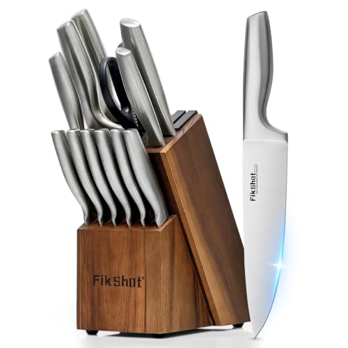 14PCS Knife Set with Block & Sharpener