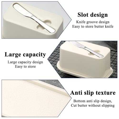 Butter Dish with Lid for Countertop and Refrigerator Door Shelf with Butter Spreader Knife