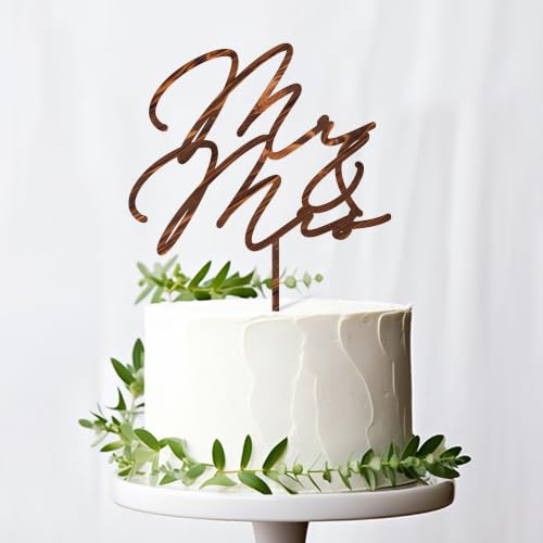 Mr & Mrs Wedding Cake Topper in Wood
