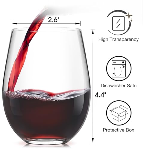 Stemless Wine Glasses Set of 12 (12 Count)